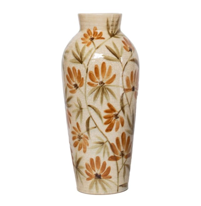 Aardewerk vaas handgeschilderd Marigold