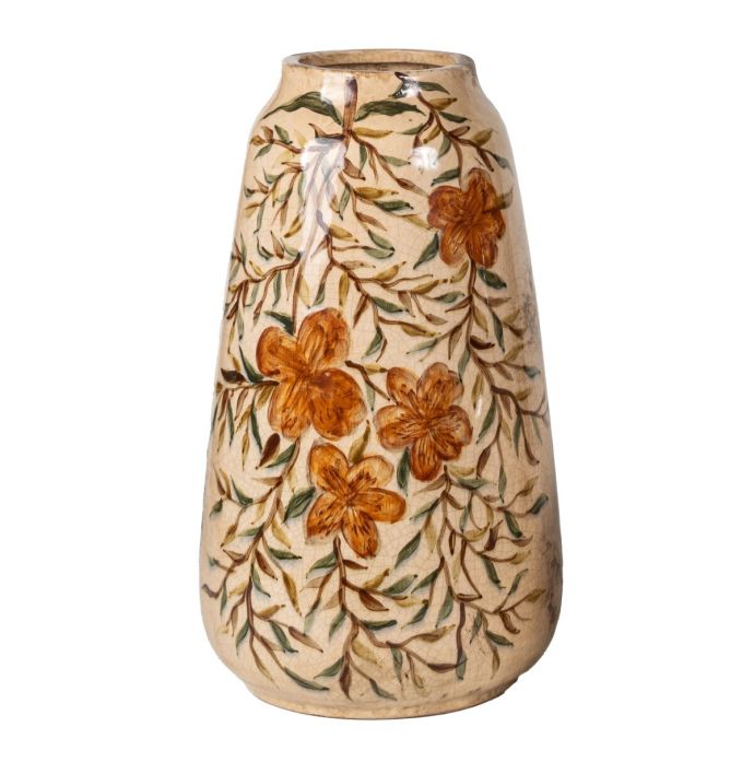 Aardewerk vaas handgeschilderd Kiku L