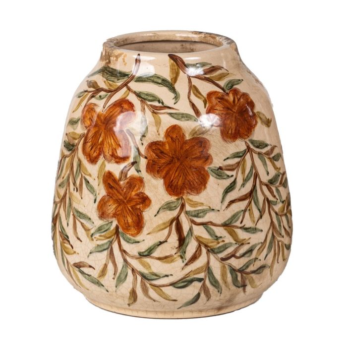 Aardewerk vaas handgeschilderd Kiku S