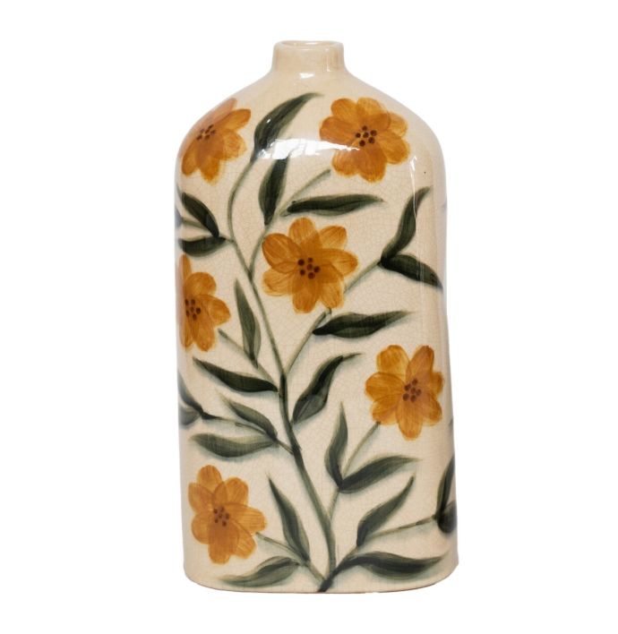 Aardewerk vaas handgeschilderd Solar L