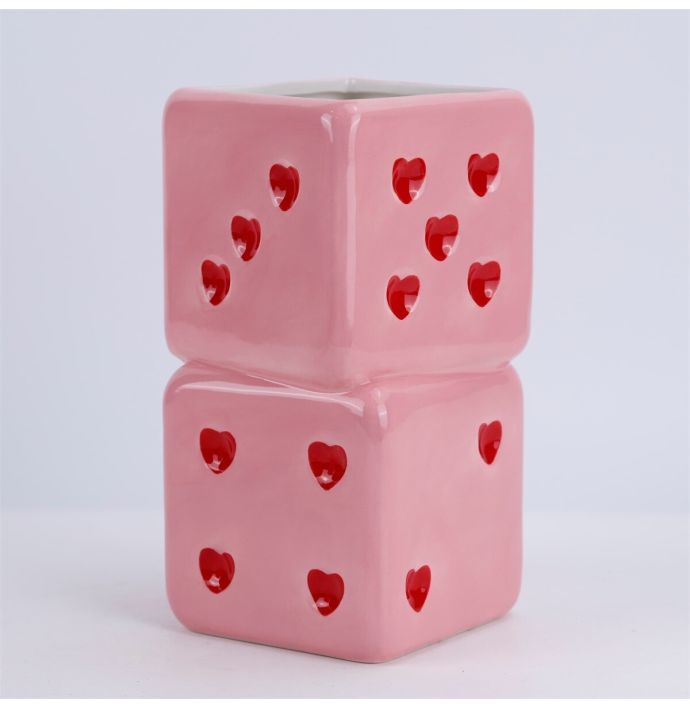 Aardewerk vaas dobbelsteen