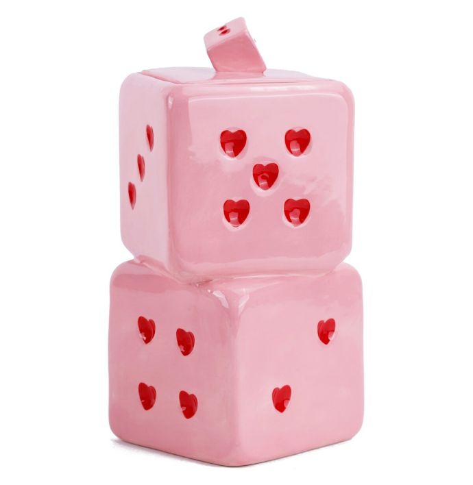 Aardewerk pot met deksel dobbelsteen