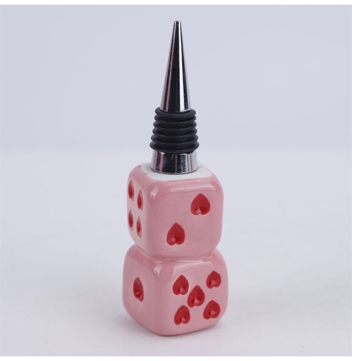 Aardewerk wijnstopper dices