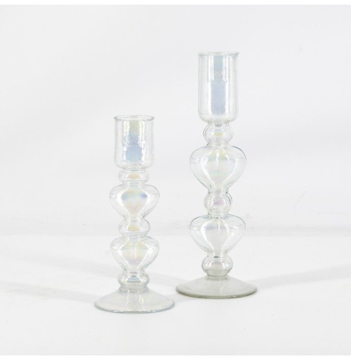 Glazen kaarsenstandaard hartjes halo