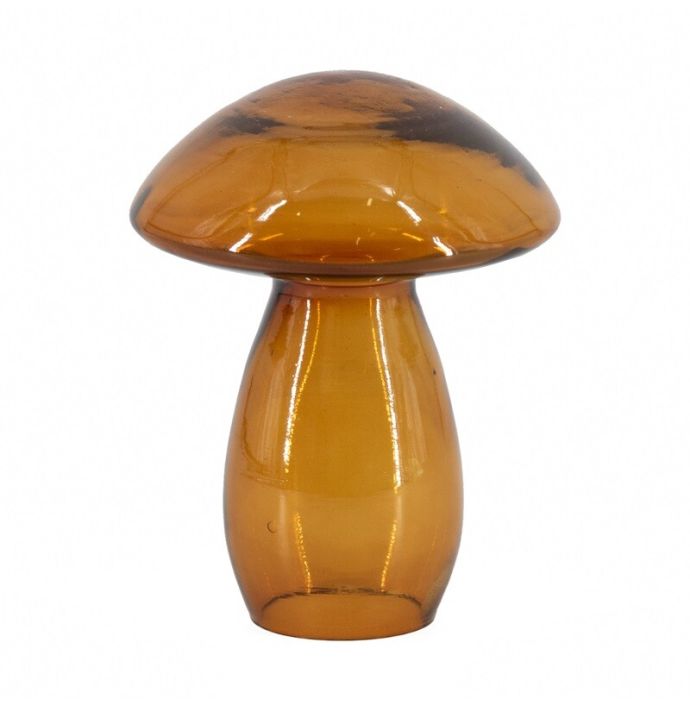 Glazen paddenstoel amber
