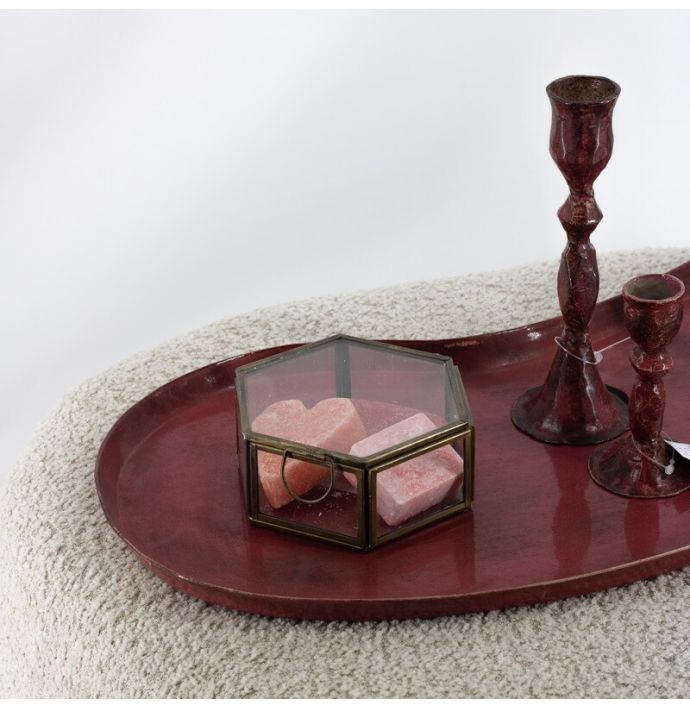 Metalen dienblad kidney roze