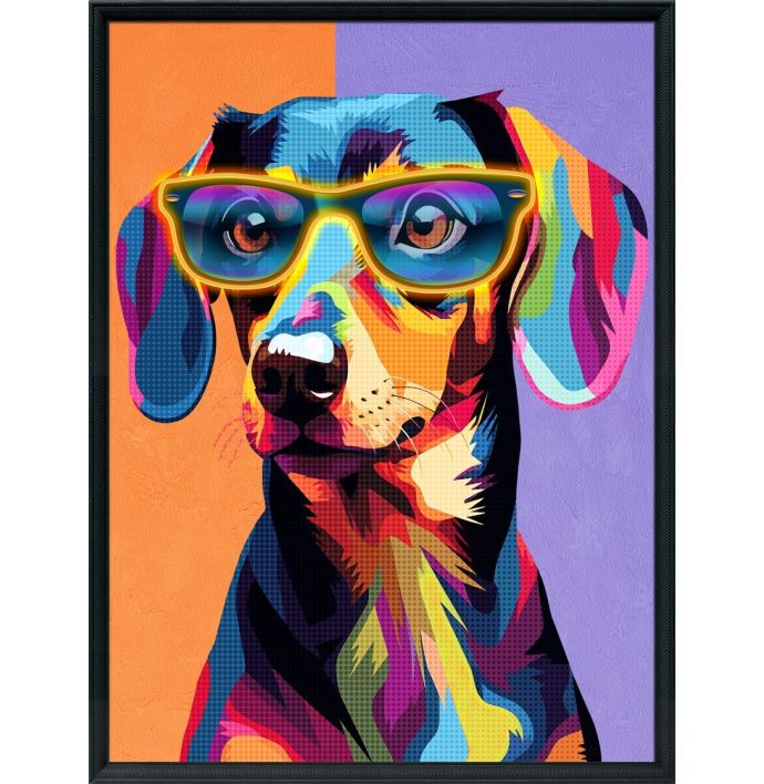 Schilderij met LED hond