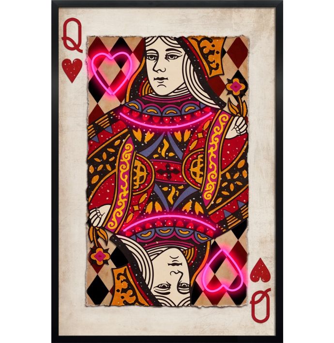 Schilderij met LED Queen of hearts