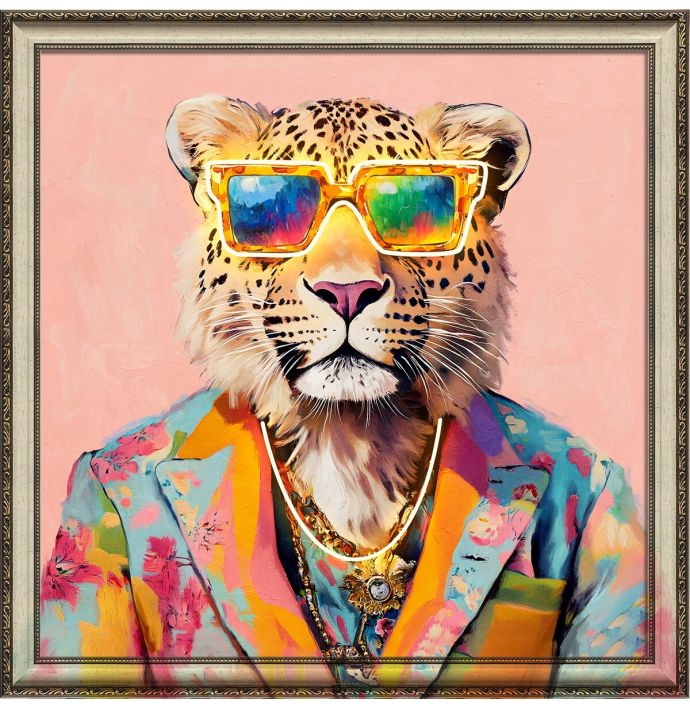 Schilderij met LED cool tiger