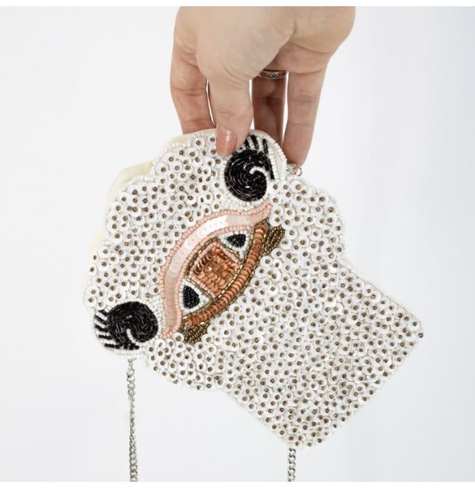 Tasje met kralen struisvogel