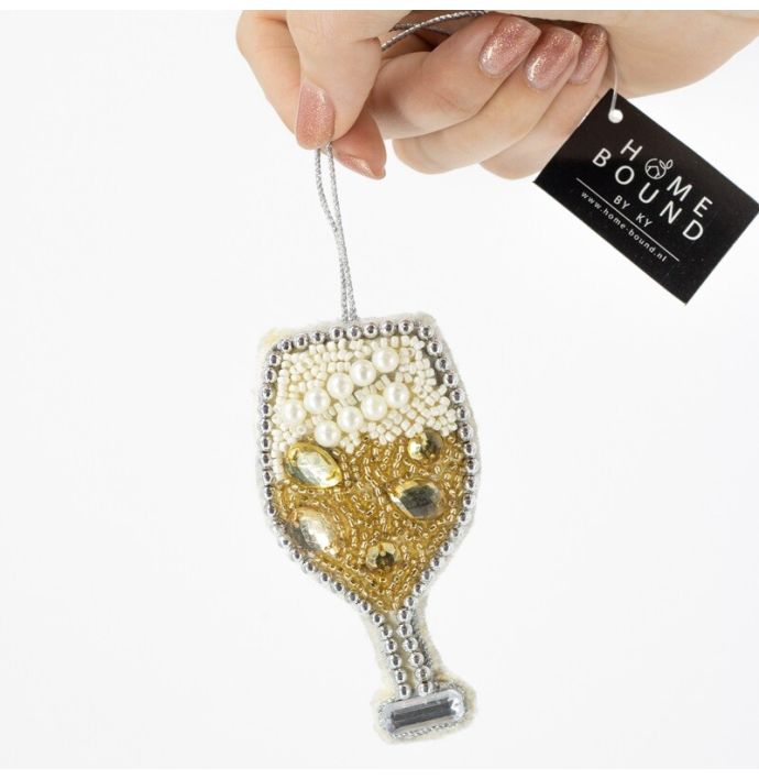 Hanger met kralen champagne