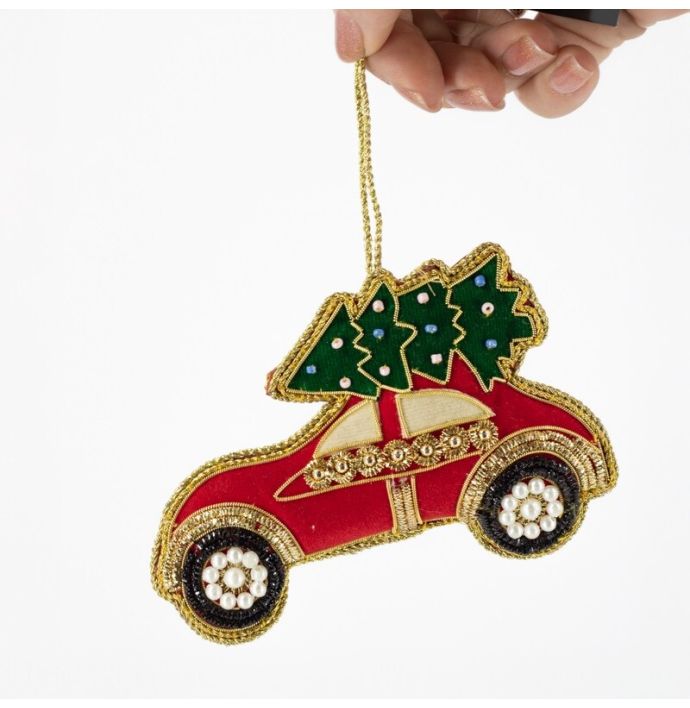 Hanger met kralen auto kerstboom