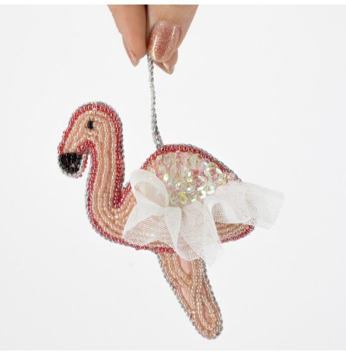 Hanger met kralen flamingo