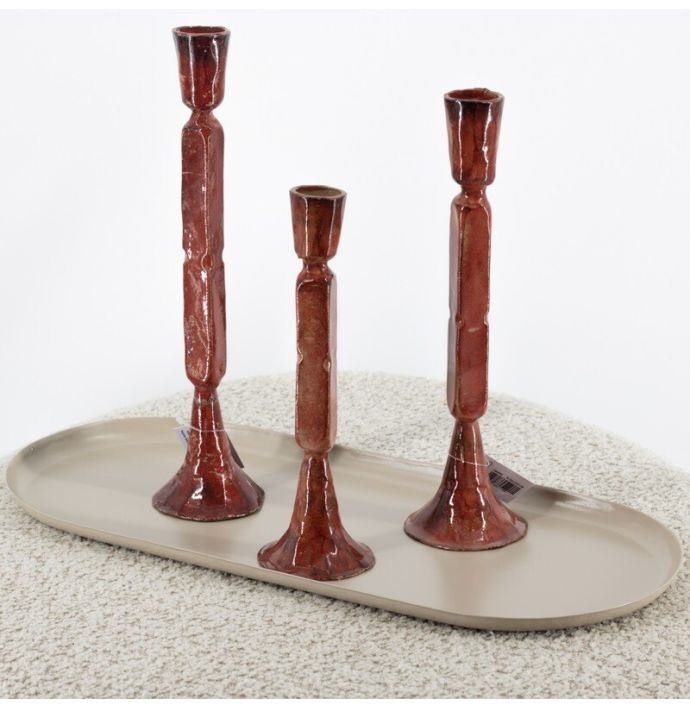 Metalen kaarsenstandaard geo sienna