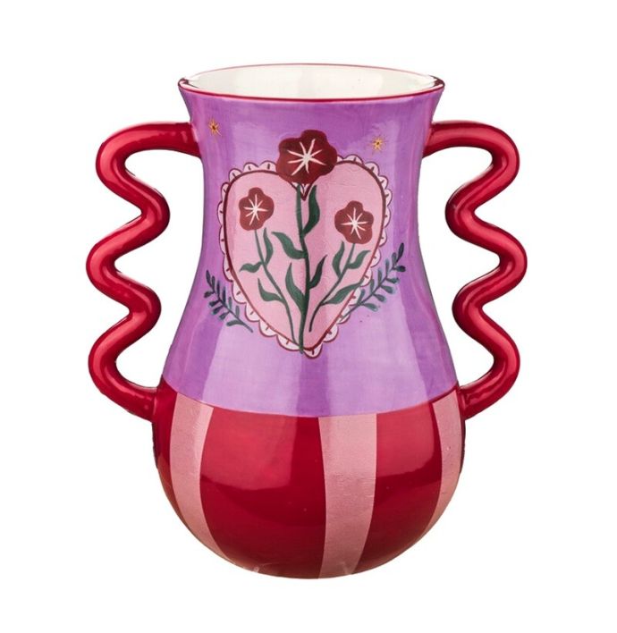 Aardewerk vaas floral