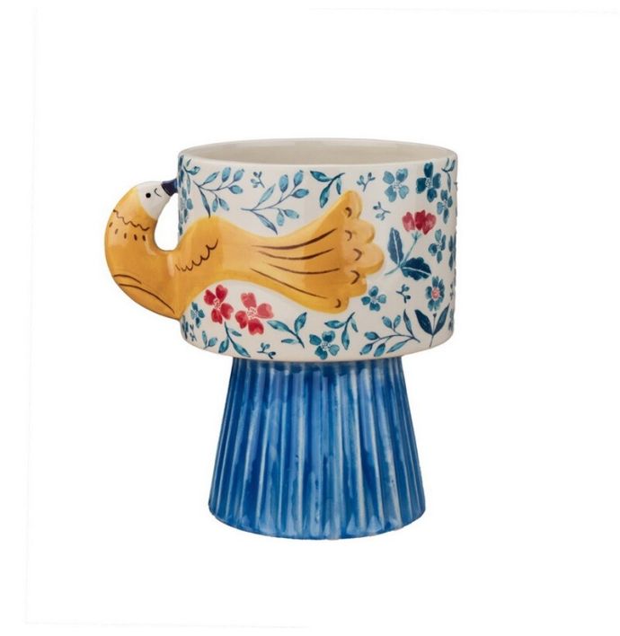 Aardewerk vaas floral bird