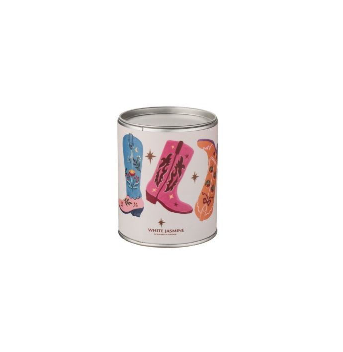 Geurkaars in tinnen doos boots