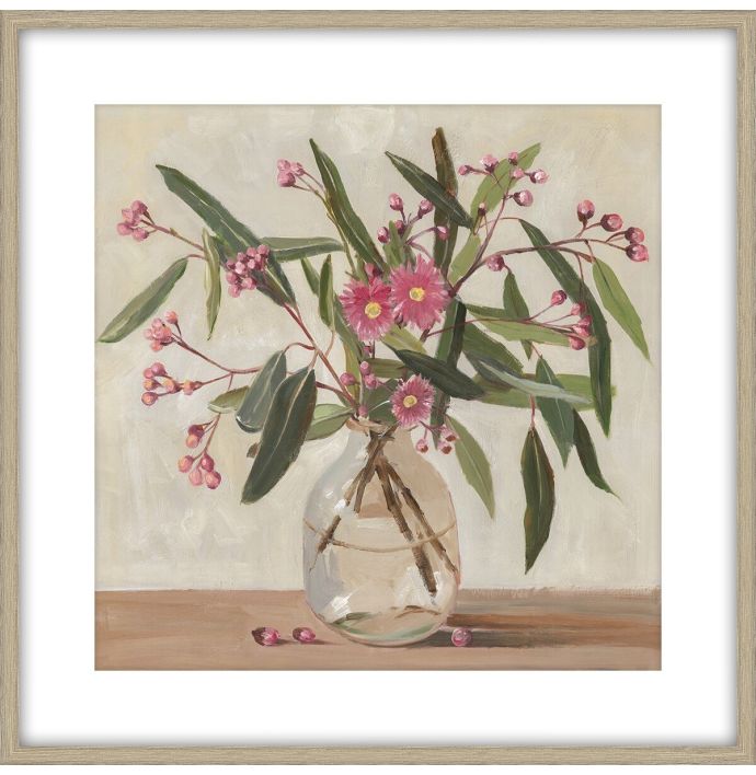 Schilderij met frame vaas met bloemen