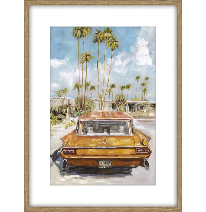 Schilderij met frame Palm Springs auto