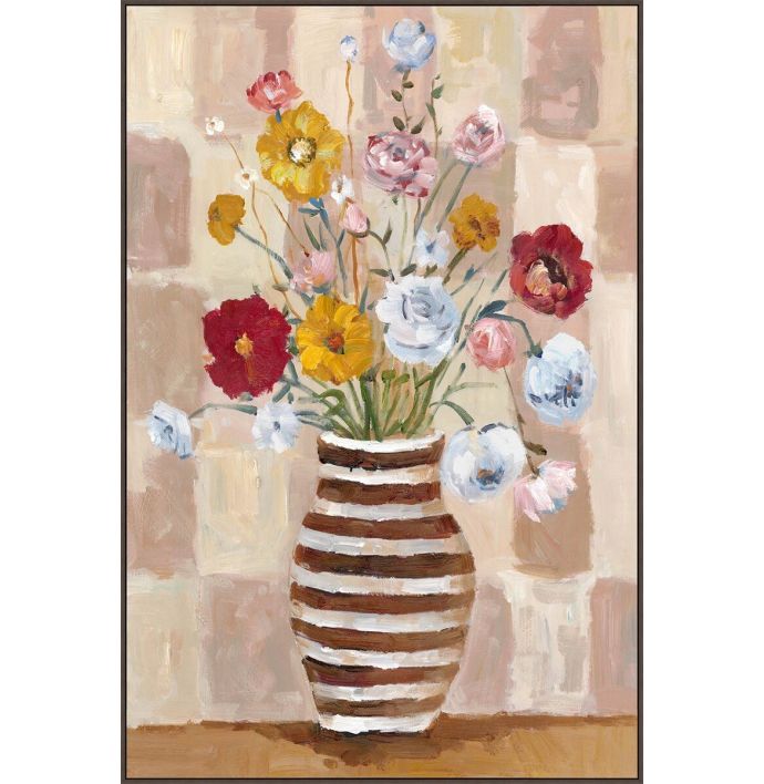 Schilderij met frame vaas met bloemen