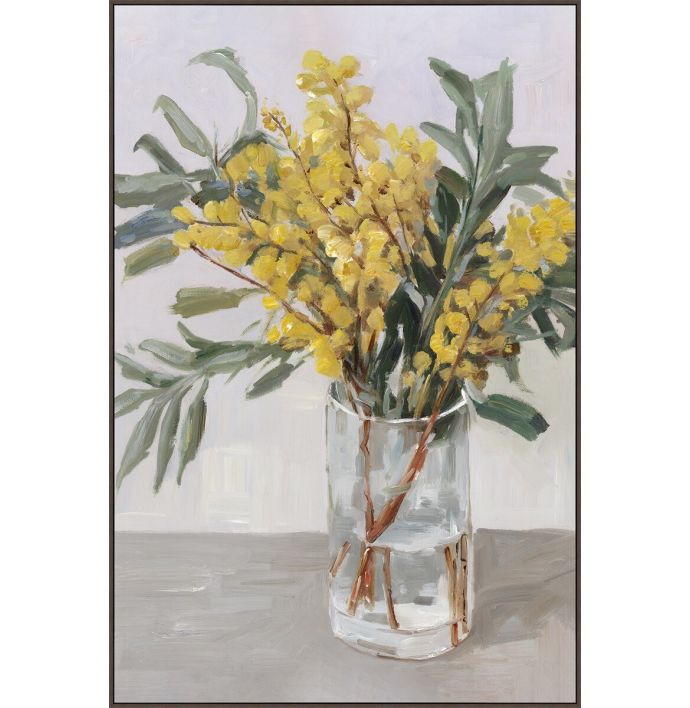 Schilderij met frame vaas met bloemen