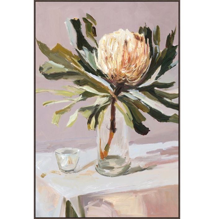 Schilderij met frame vaas met bloemen