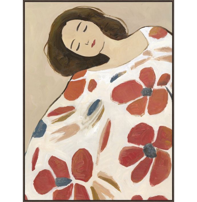 Schilderij met frame vrouw bloemen