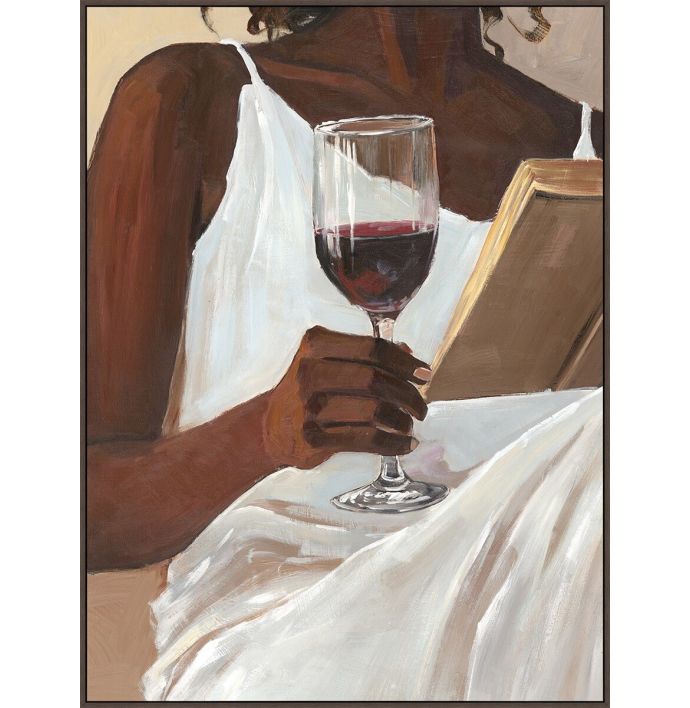 Schilderij met frame vrouw wijn