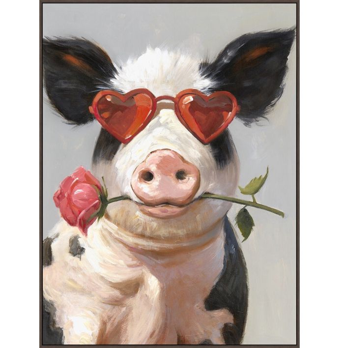 Schilderij met frame cow love