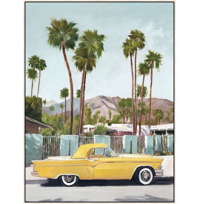 Schilderij met frame Palm Springs auto 
