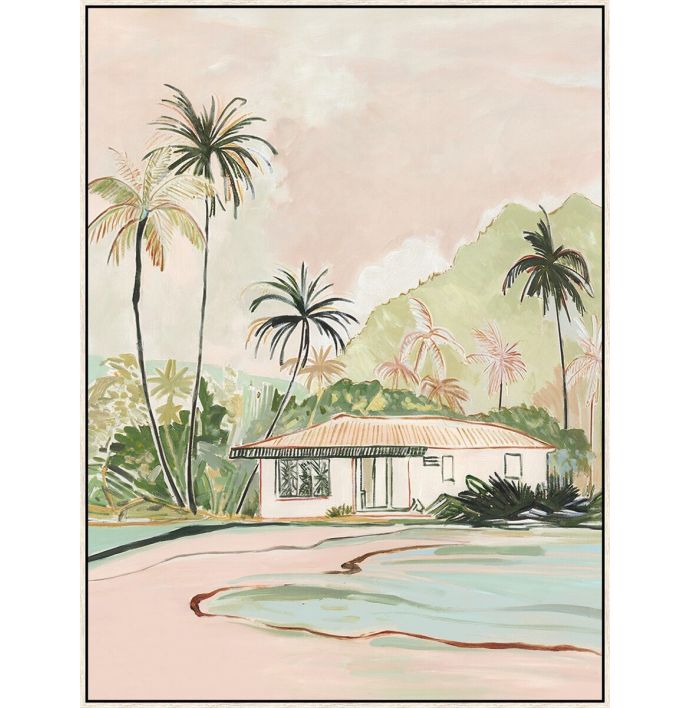 Schilderij met frame tropical cabana 