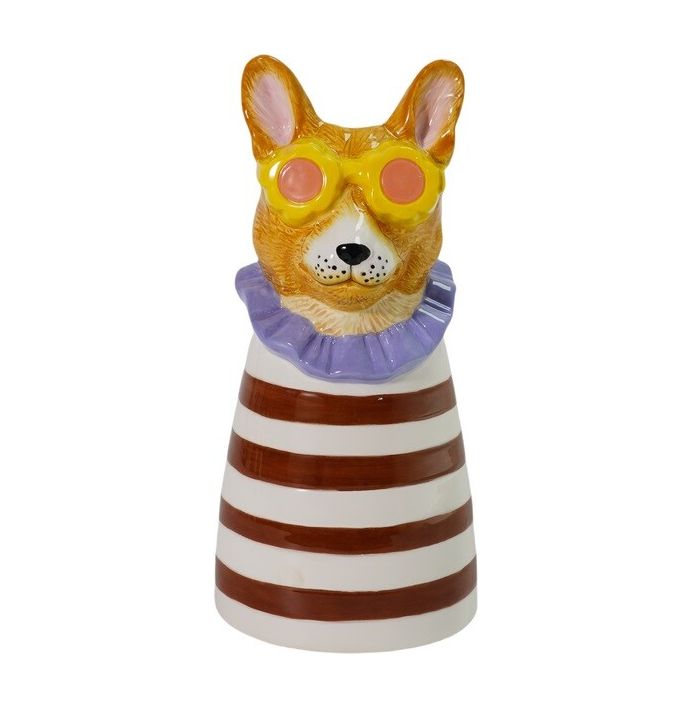 Aardewerk vaas hond zonnebril