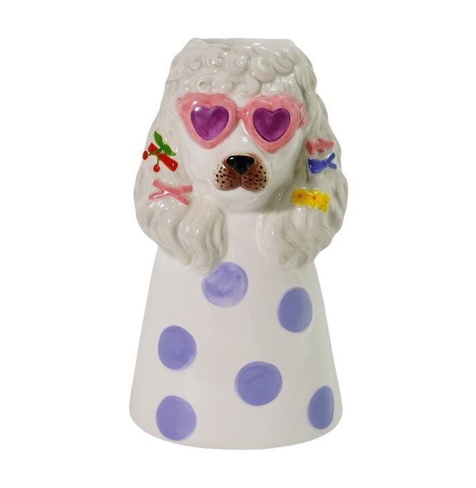 Aardewerk vaas poedel zonnebril