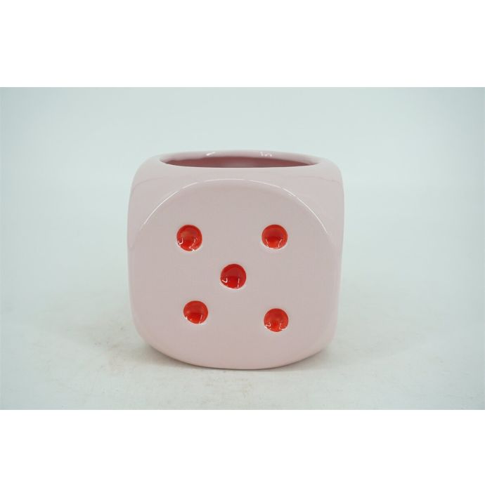 Aardewerk vaas dobbelsteen