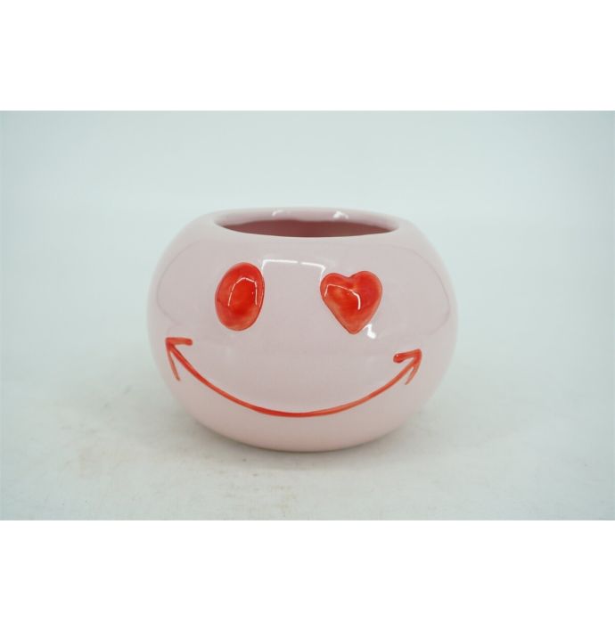 Aardewerk vaas smiley