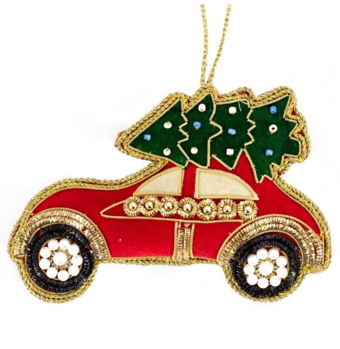 Hanger met kralen auto kerstboom