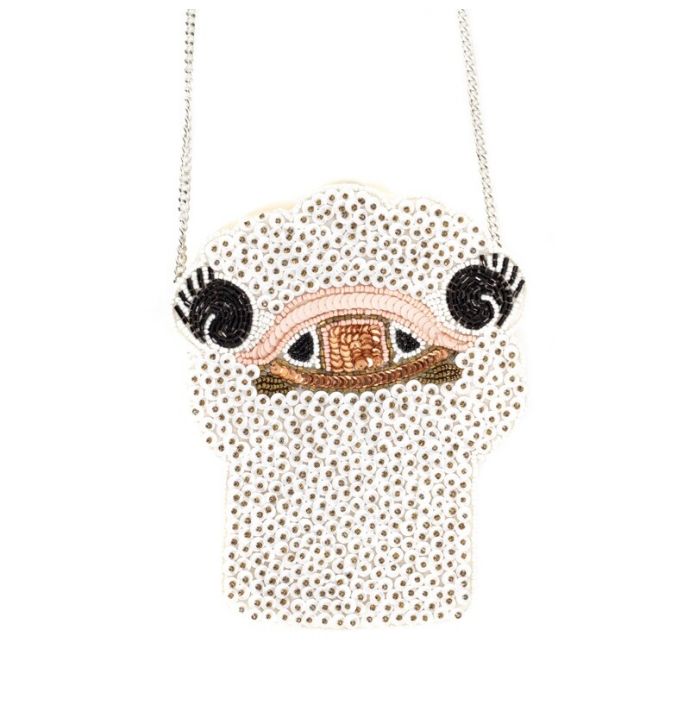 Tasje met kralen struisvogel