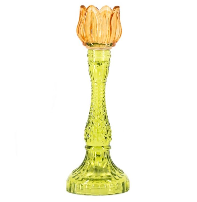 Waxinehouder tulp sandstone met groen