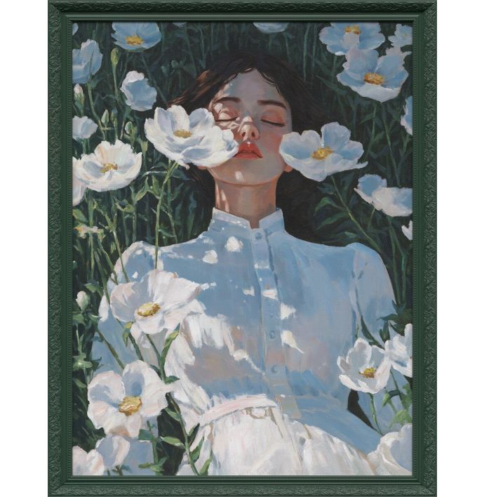 Schilderij met lijst daisy 100x130cm