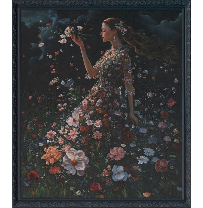 Schilderij met lijst lentekind 100x130cm