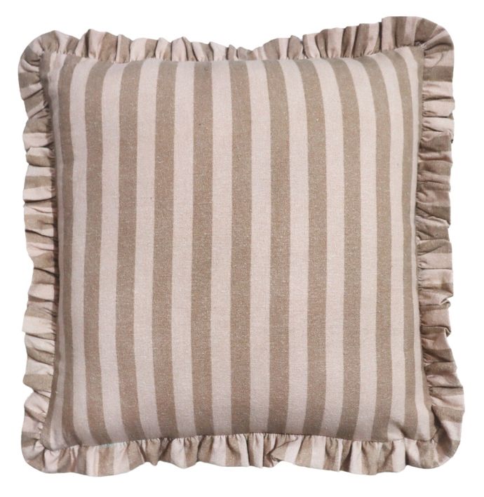 Kussen striped met roezels