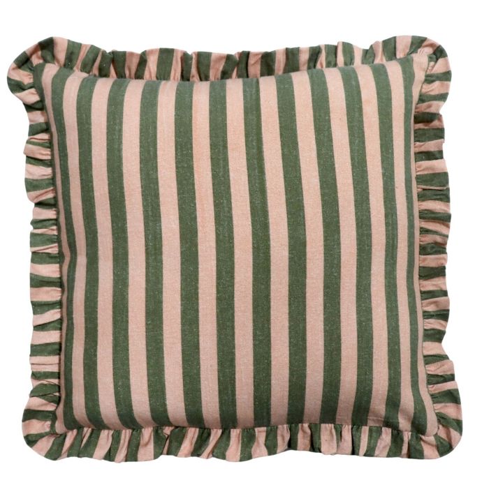 Kussen striped met roezels 