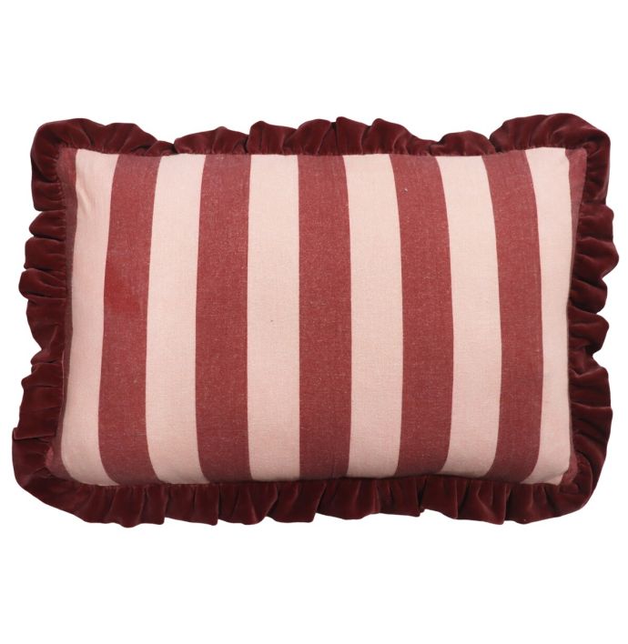 Kussen striped met roezels 