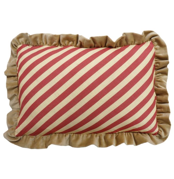 Kussen striped met roezels