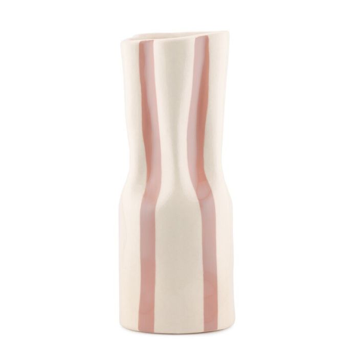 Aardewerk vaas beige gestreept