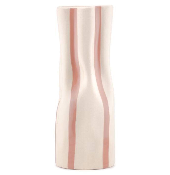 Aardewerk vaas beige gestreept