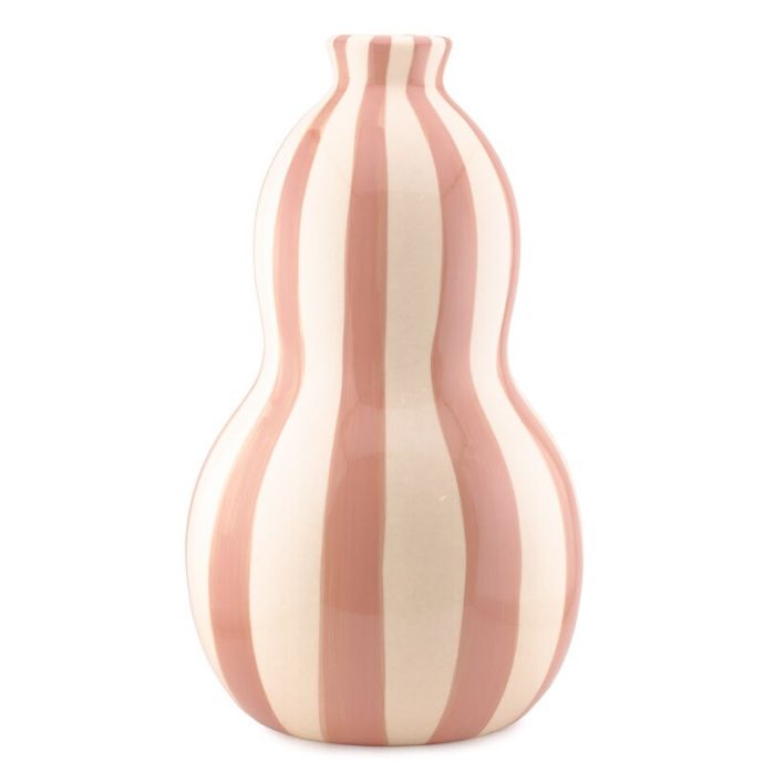 Aardewerk vaas beige gestreept
