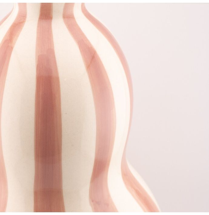 Aardewerk vaas beige gestreept