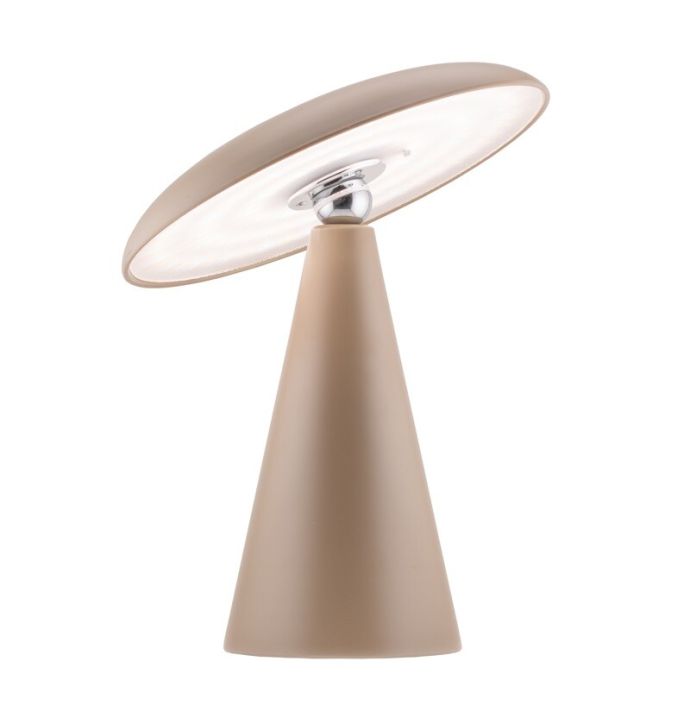 Bureaulamp Mush LED op accu mat taupe, afneembare kap