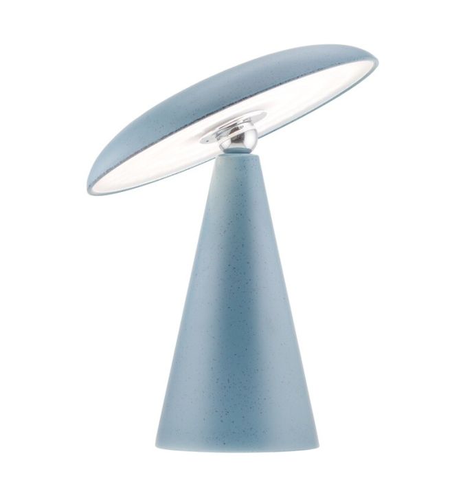 Bureaulamp Mush LED op accu mat blue dots, afneembare kap